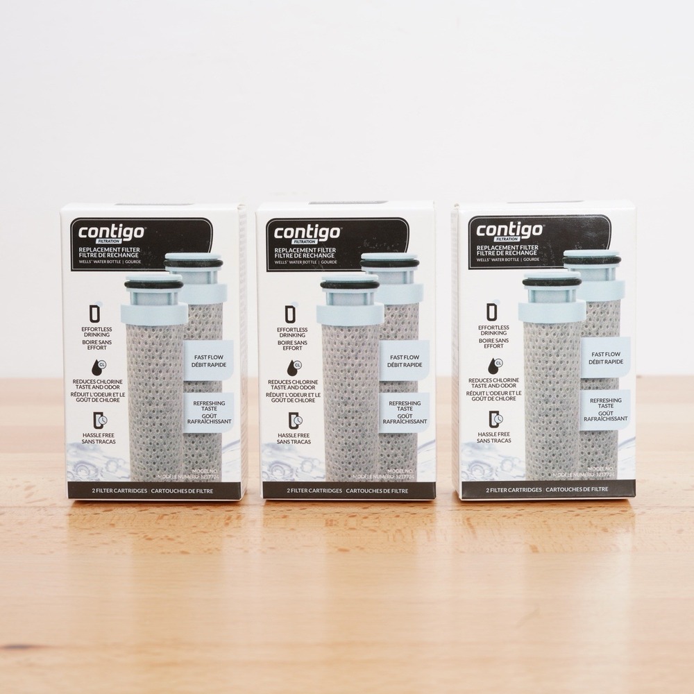 Lot of 3 Contigo Wells Water Bottle Replacement Filter‎ Cartridge 2-Pack 1217724
